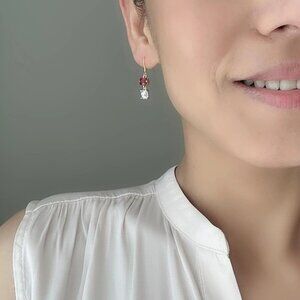 Pink & Clear Glass Bead Earrings with Gold Plated Sterling Silver Wires